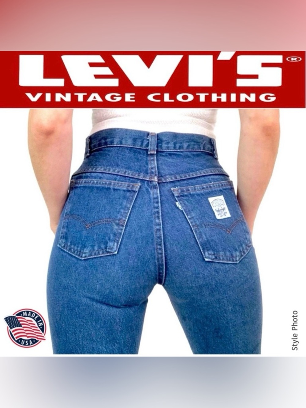 *RARE* 80s LEVI’S Vintage White Tab Two-Horse High-Rise Tapered-Leg (~ W26 L31)